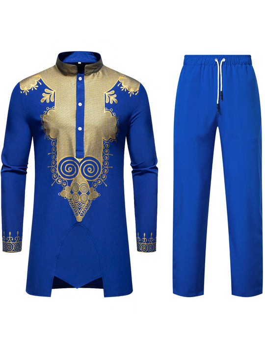 Herren Traditionelles Tunika-Set mit Mandarinkragen und goldverzierten Ornamenten Shop Nory