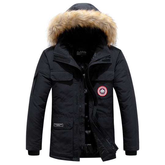Herren Parka mit abnehmbarer Kapuze und Kunstfellbesatz, wind- und wasserdichte Thermoisolierung Shop Nory