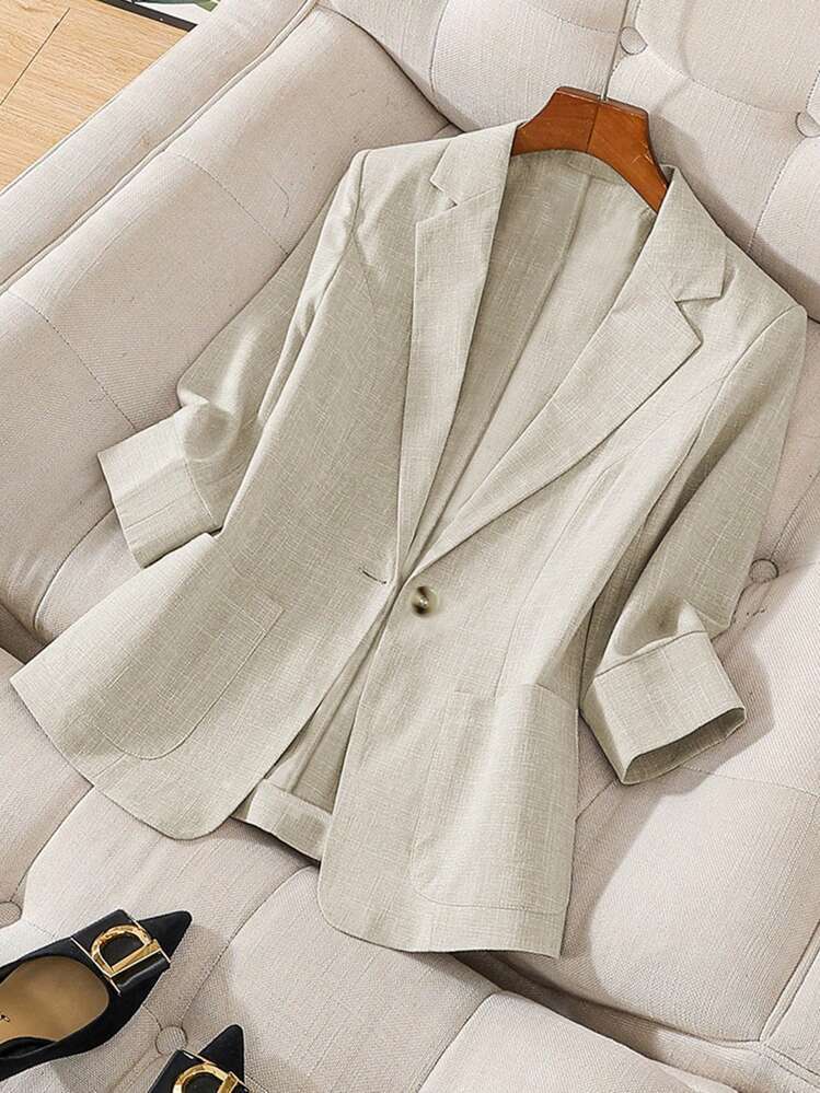Damen elegante Leinenblazerjacke mit lässigem Schnitt