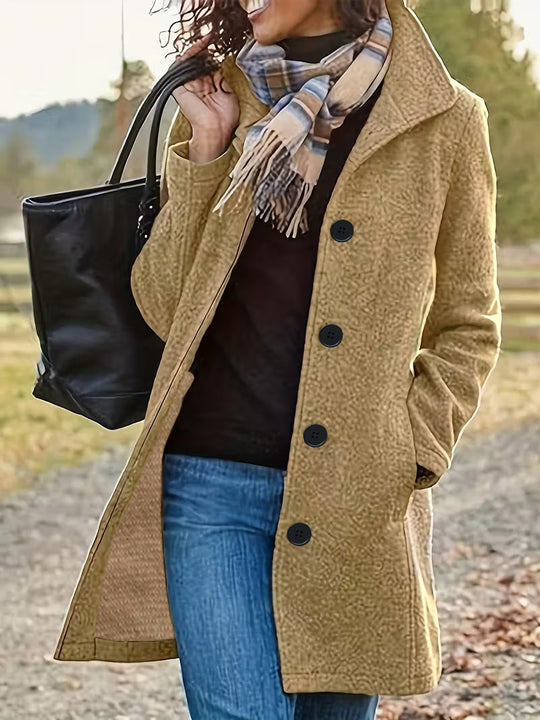 Damen nan taillierter Wollmix-Mantel mit großer Knopfleiste und Eingrifftaschen Shop Nory