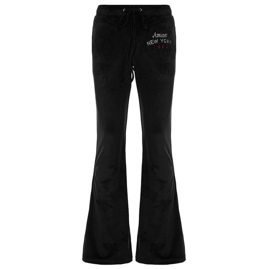 Damen nan weite Velours-Loungehose mit Tunnelzugbund, Kordelzug und dezenter Logo-Stickerei Shop Nory