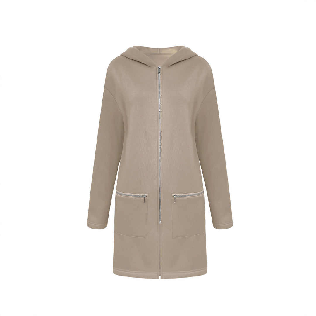 Damen Longline Oversize-Jacke mit durchgehendem Reißverschluss und Zipper-Taschen Shop Nory