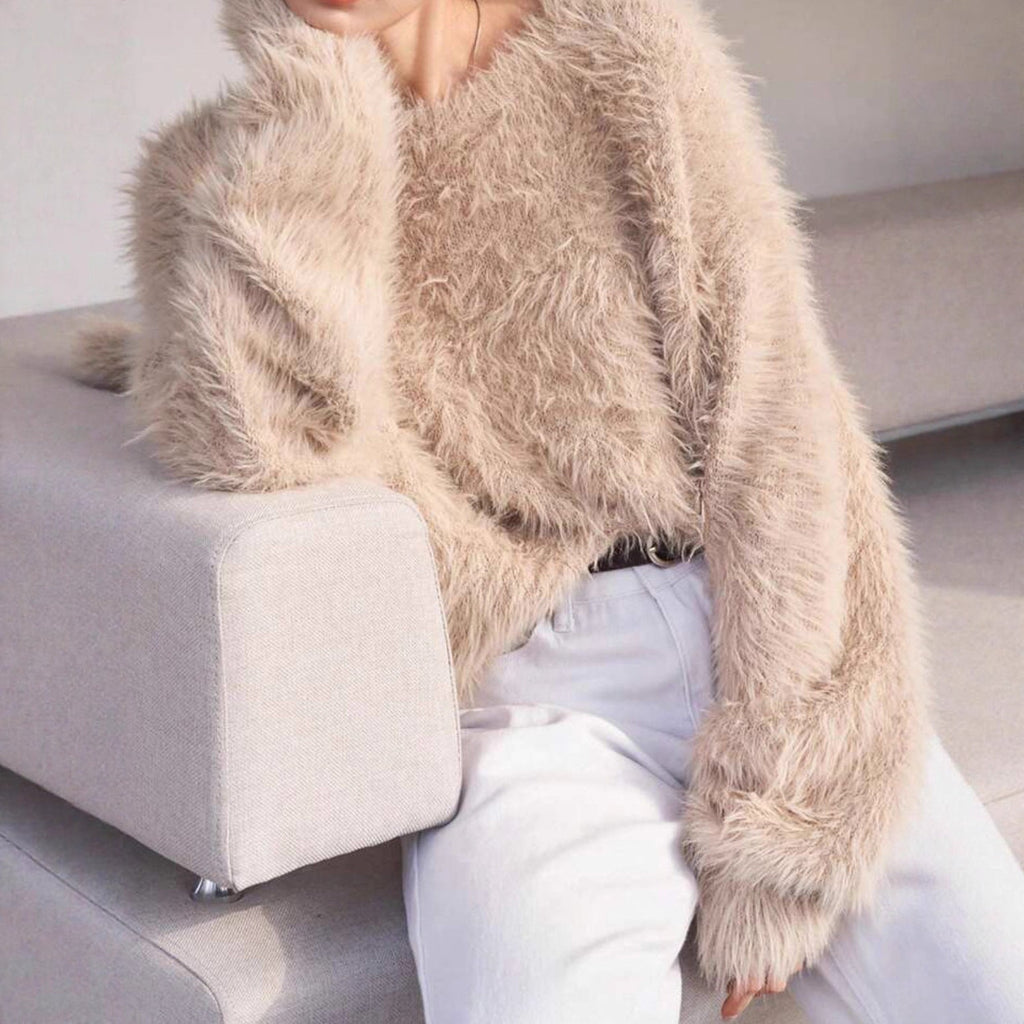 Damen Flauschiger Pullover mit weichem Material und modischem Design