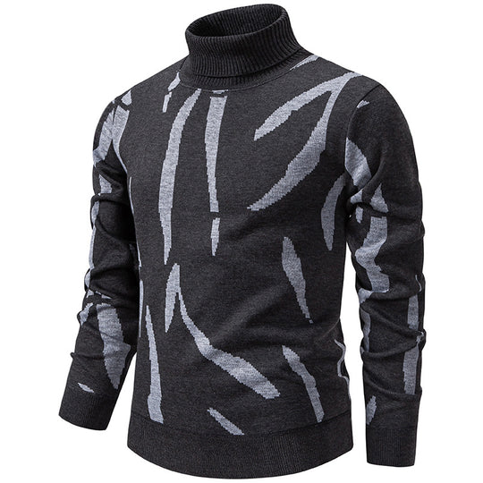 Herren Strukturierter Rollkragenpullover mit abstraktem Jacquardmuster und gerippten Abschlüssen Shop Nory