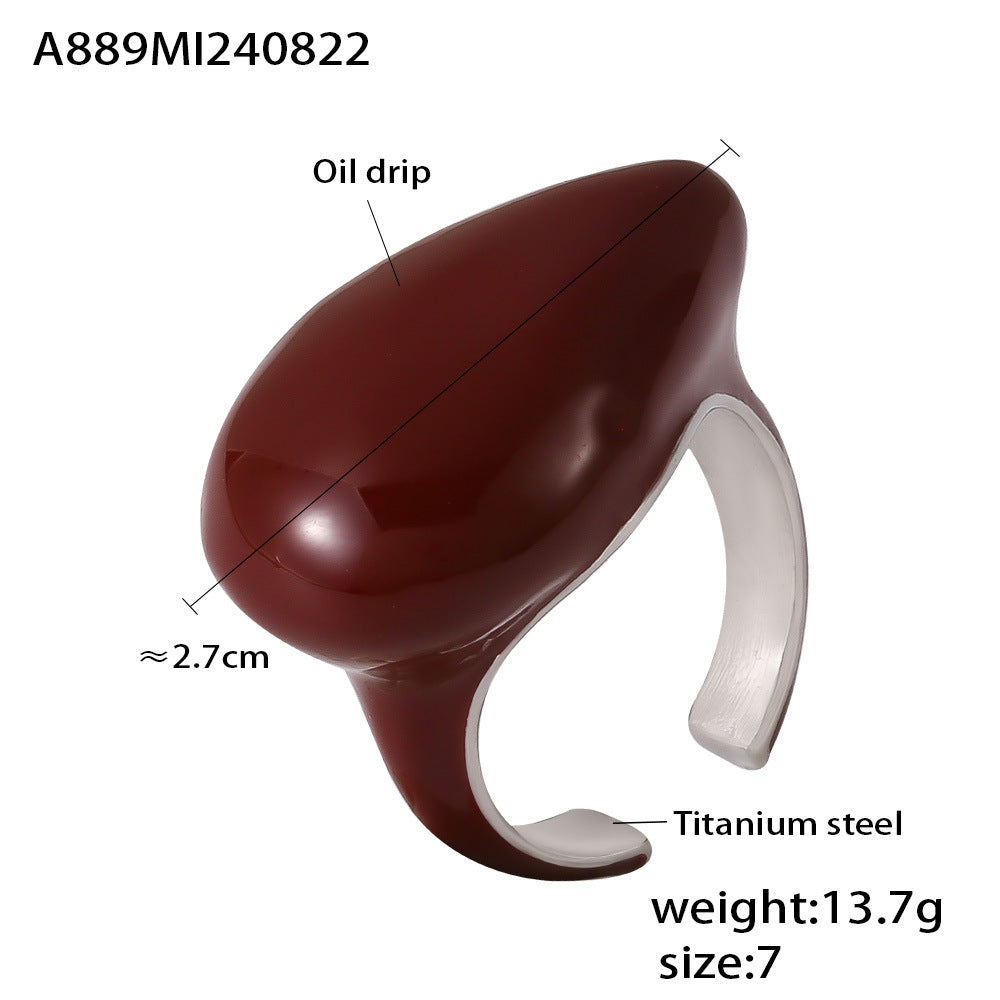 Damenring mit tropfenförmigem Design aus Titanstahl Shop Nory