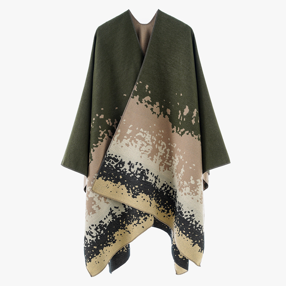 Damen Oversize‑Wendeponcho aus Jacquard mit abstraktem Farbverlauf Shop Nory