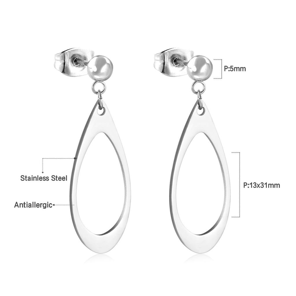 Damen Ohrringe mit elegantem, doppellagigem Rechteckdesign aus Edelstahl und goldplattierter Oberfläche Shop Nory