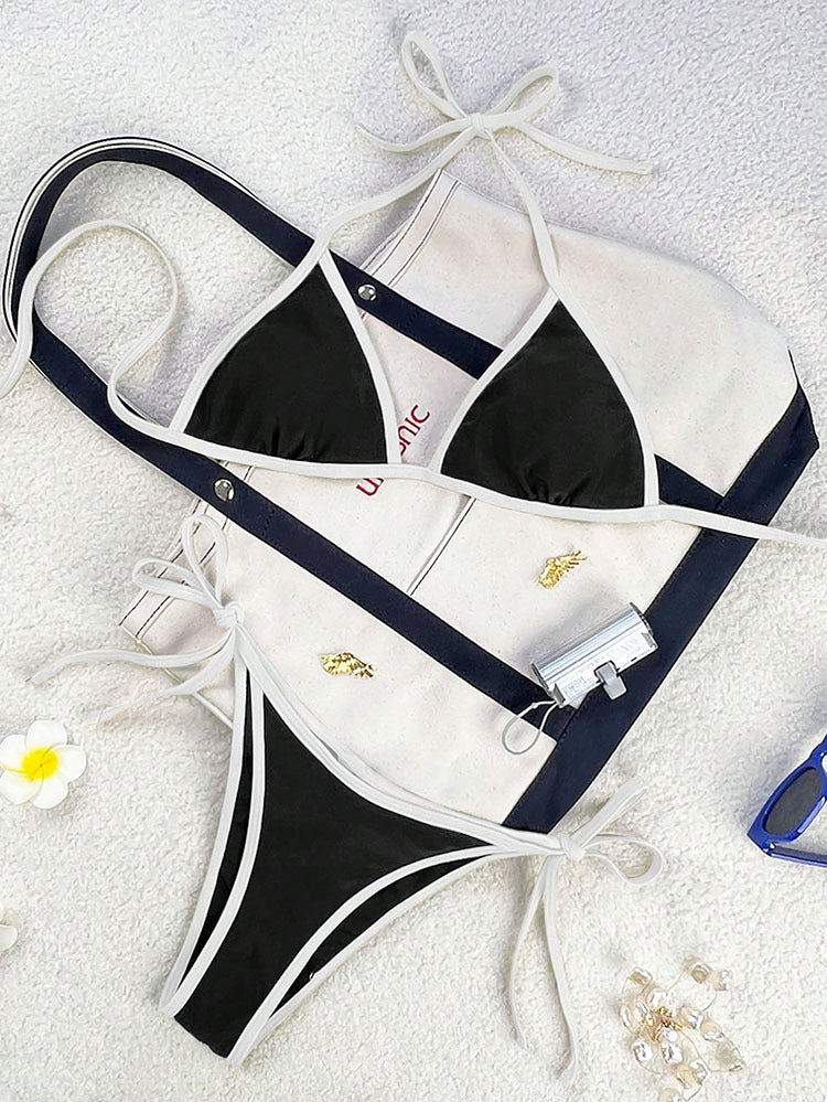 Damen Triangel-Bikini mit verspielten Schleifen