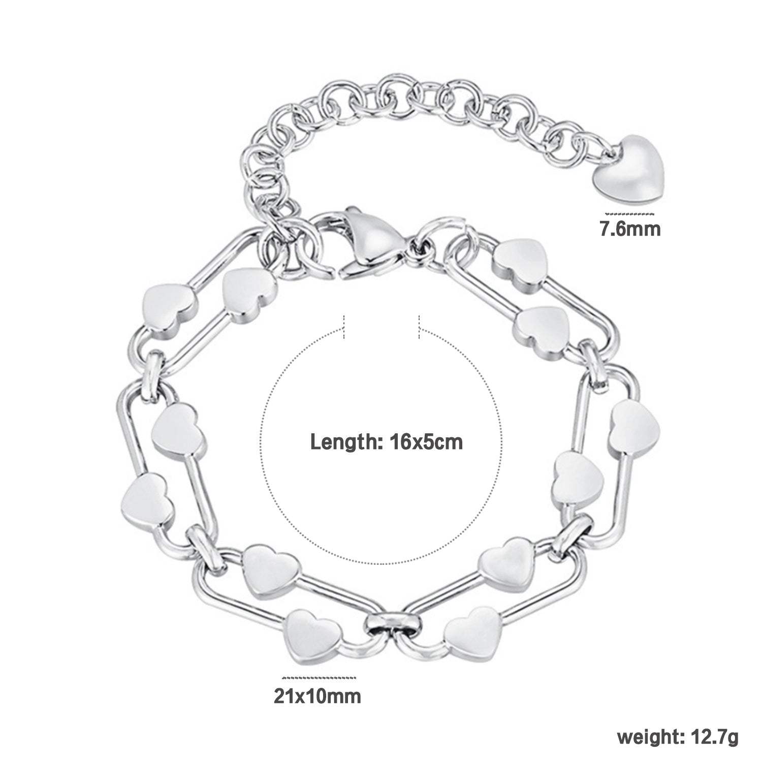 Damen Armband mit stilvollem Herzdesign und verstellbarem Kettenschluss Shop Nory