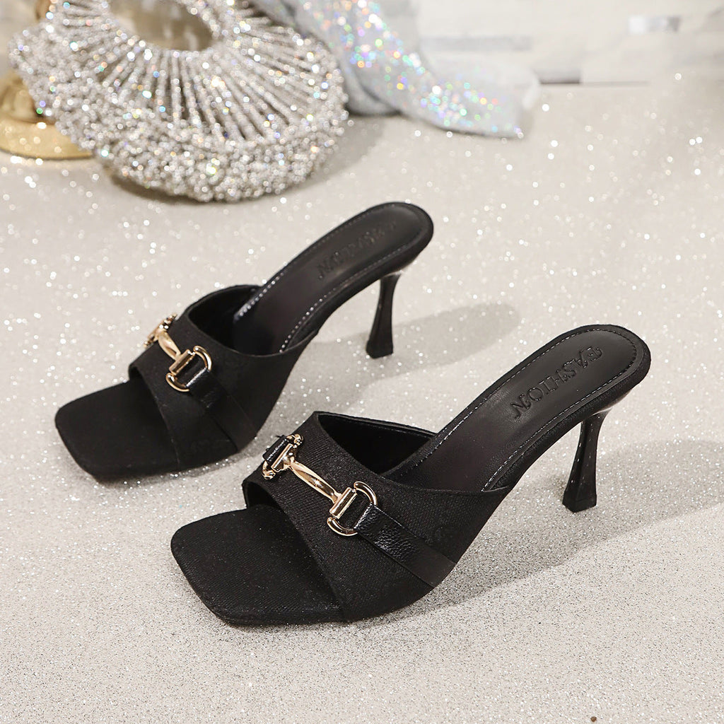 Damen modische Slingback-Pantoletten mit schickem Riemendesign und elegantem Absatz