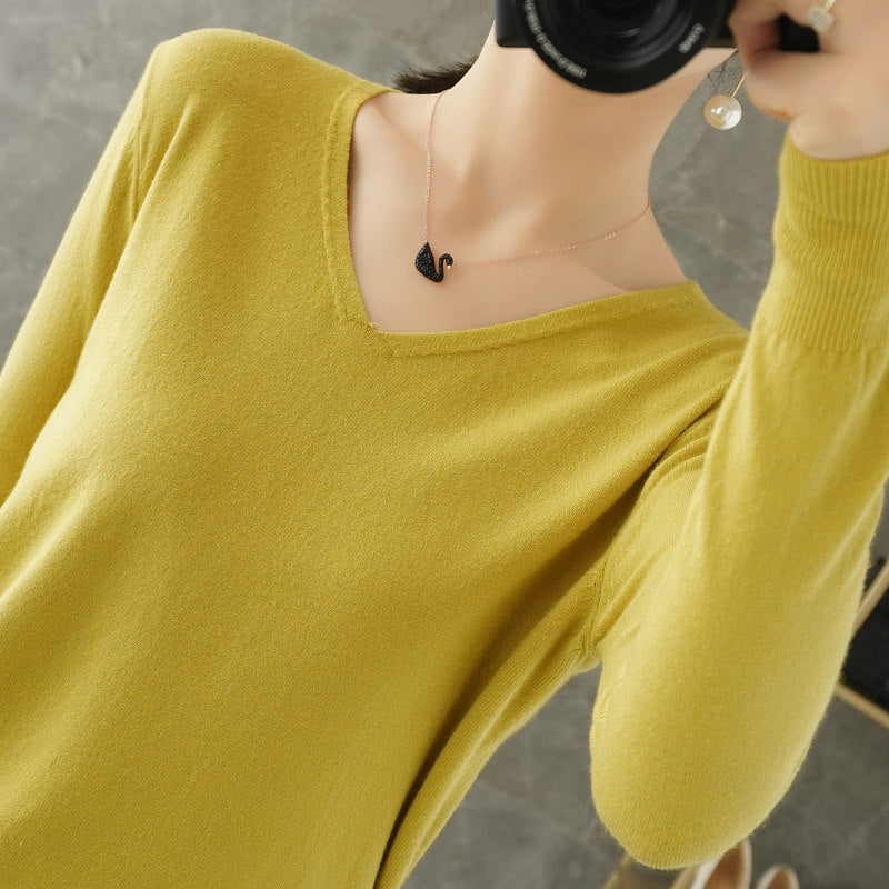 Damen leichter V-Ausschnitt Kaschmir-Look Feinstrickpullover Shop Nory