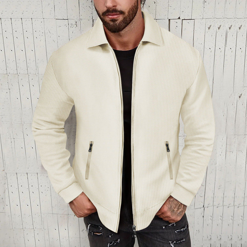Herren modische Sweatjacke mit strukturierter Oberfläche und praktischen Reißverschlusstaschen