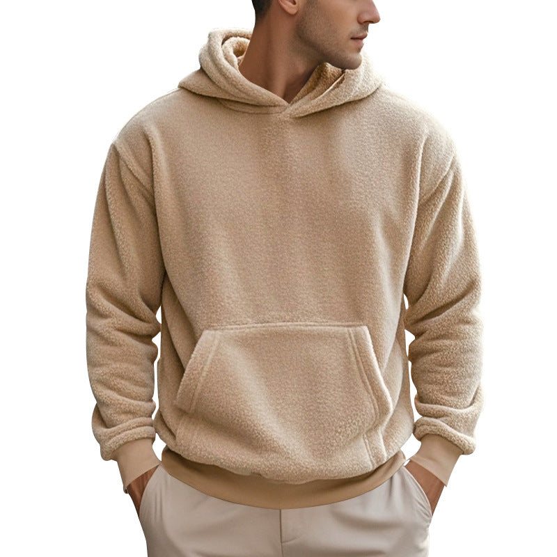 Herren nan kuscheliger Sherpa-Fleece Kapuzenpullover mit Kängurutasche und elastischen Bündchen Shop Nory