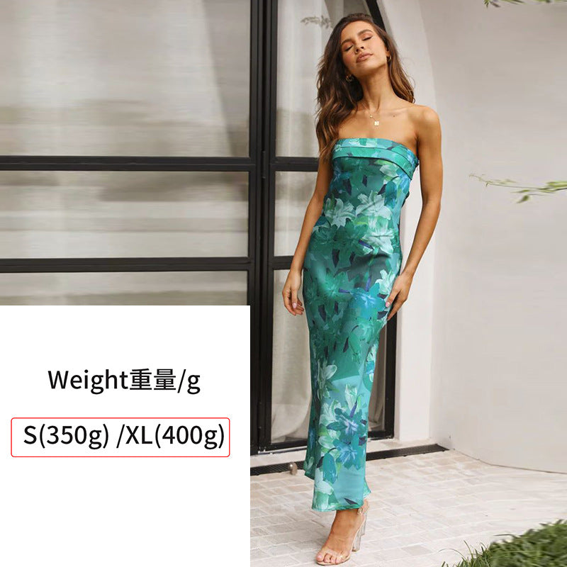 Satin rückenfreies Röhrentop Kleid