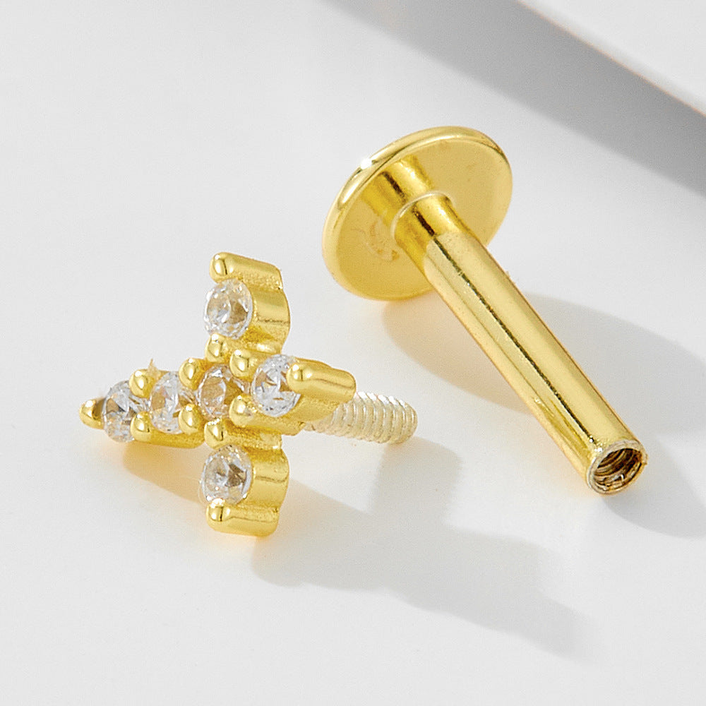 Opalbesetzter Tropfen-Labretpiercing Aus Edelstahl