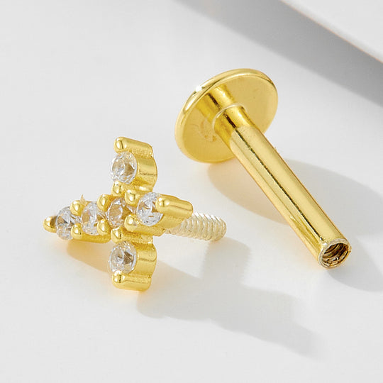 Opalbesetzter Tropfen-Labretpiercing Aus Edelstahl