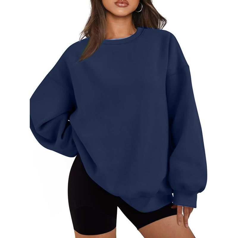Damen nan Oversized Rundhals-Sweatshirt mit überschnittener Schulter, weichem Fleece-Innenfutter und gerippten Bündchen Shop Nory
