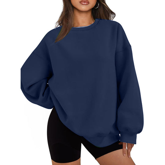 Damen nan Oversized Rundhals-Sweatshirt mit überschnittener Schulter, weichem Fleece-Innenfutter und gerippten Bündchen Shop Nory