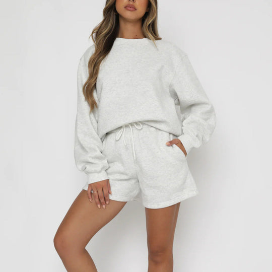 Damen Lässiges Sweater-Shorts-Set mit hohem Tragekomfort