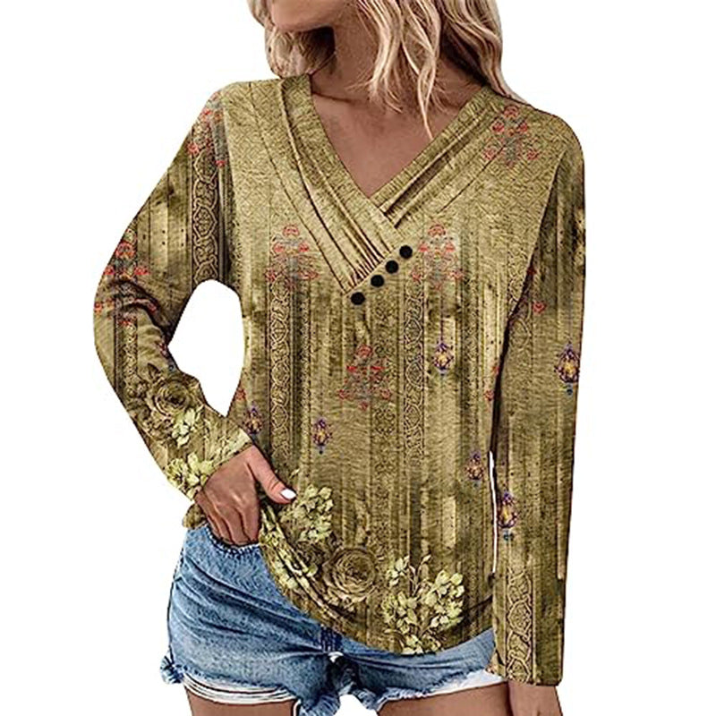 Damen Gerippter V-Ausschnitt Pullover mit Farbverlauf, Zierknöpfen und legerer Passform Shop Nory