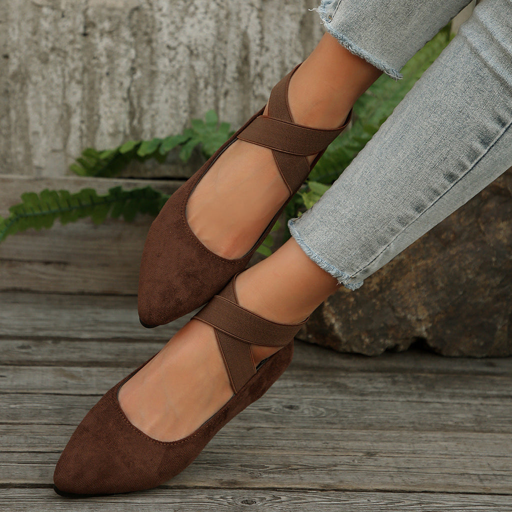 Damen Bequeme Ballerinas mit elastischem Riemchen und modischem Design