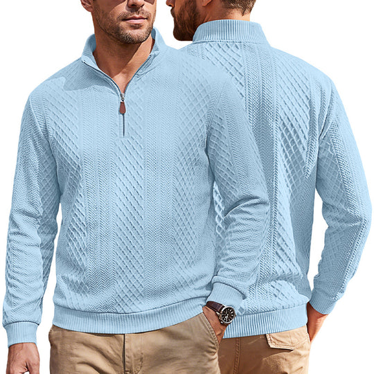 Herren Strickpullover mit halbem Reißverschluss und strukturierter Zopfoptik Shop Nory