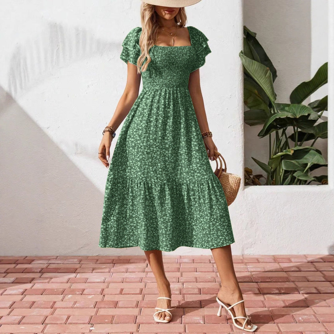 Damen Off-Shoulder Maxikleid mit floralen Mustern und elastischem Oberteil
