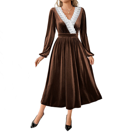 Damen Elegantes Maxikleid mit Spitzenakzenten Shop Nory