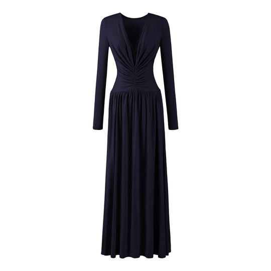 Damen Maxikleid mit gerafftem Wickeloberteil, tiefem V‑Ausschnitt und Spitzenbesatz Shop Nory