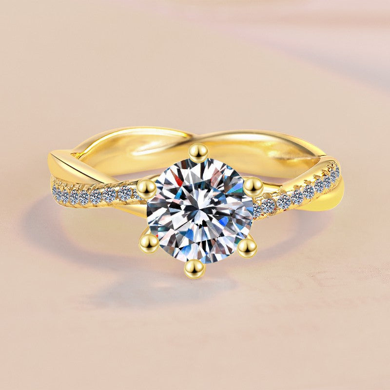 Damen eleganter Verlobungsring mit glitzerndem Zirkonia-Besatz Shop Nory