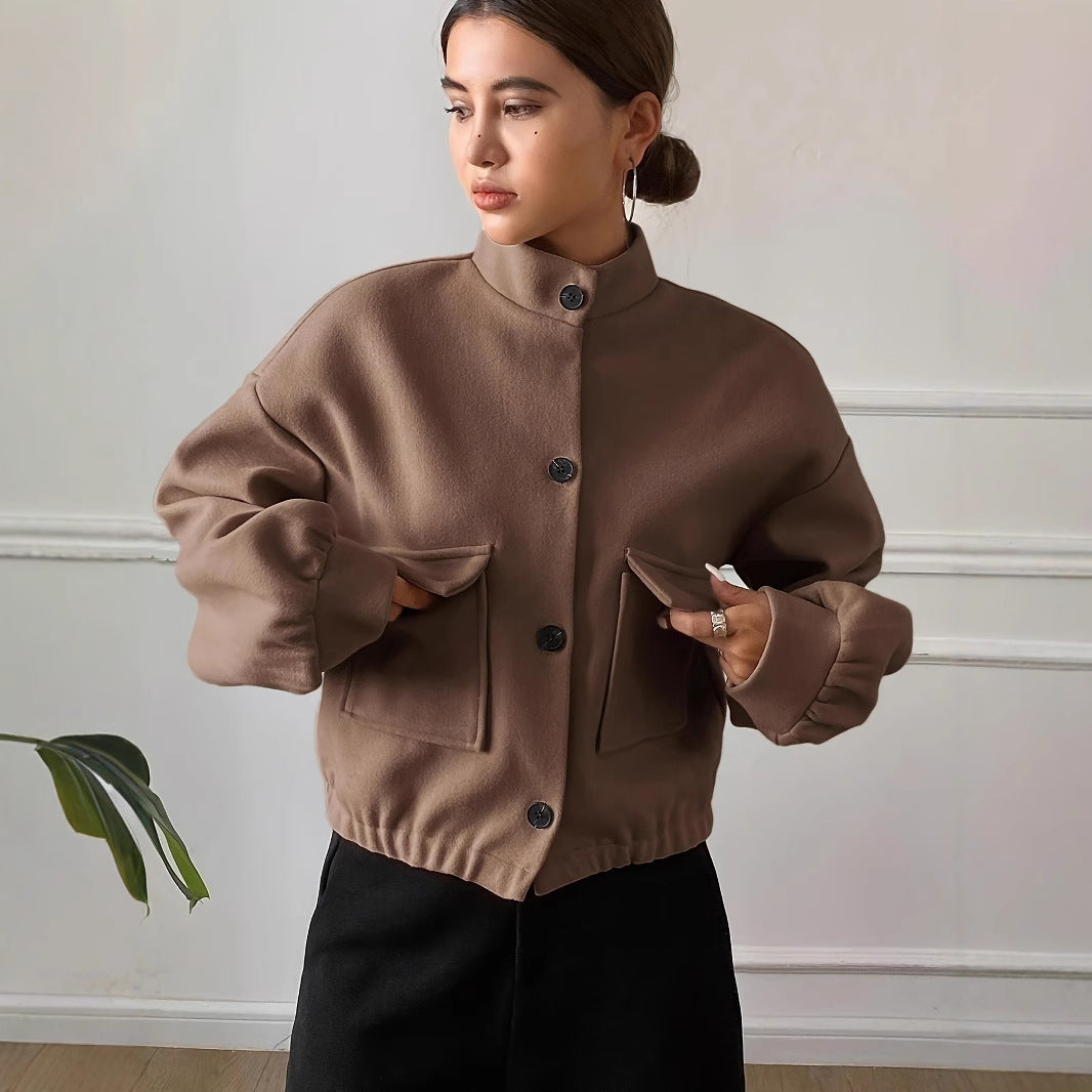 Damen Modische Kurzjacke mit Stehkragen