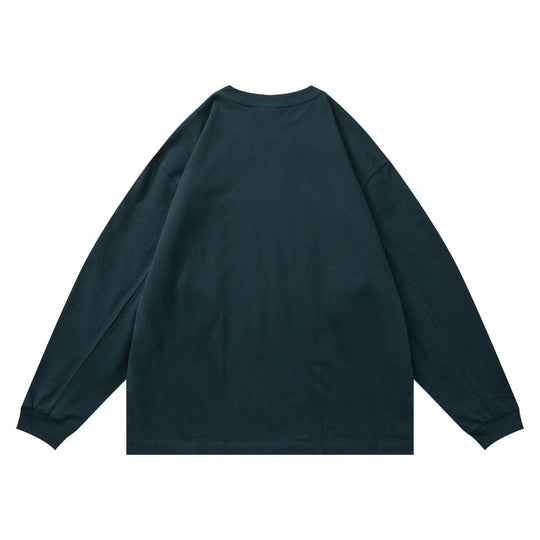 Unisex Oversize-Langarmshirt aus Baumwollmix mit geripptem Rundhals und dezenter Brustapplikation Shop Nory