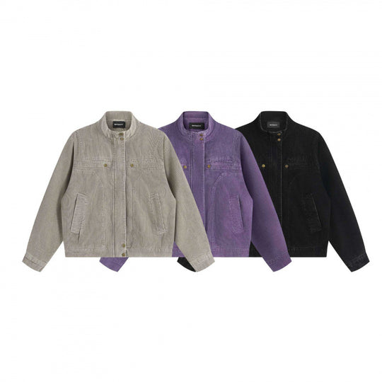Unisex Cord-Boxy-Blouson mit Stehkragen, verdeckter Druckknopfleiste und aufgesetzten Schubtaschen Shop Nory