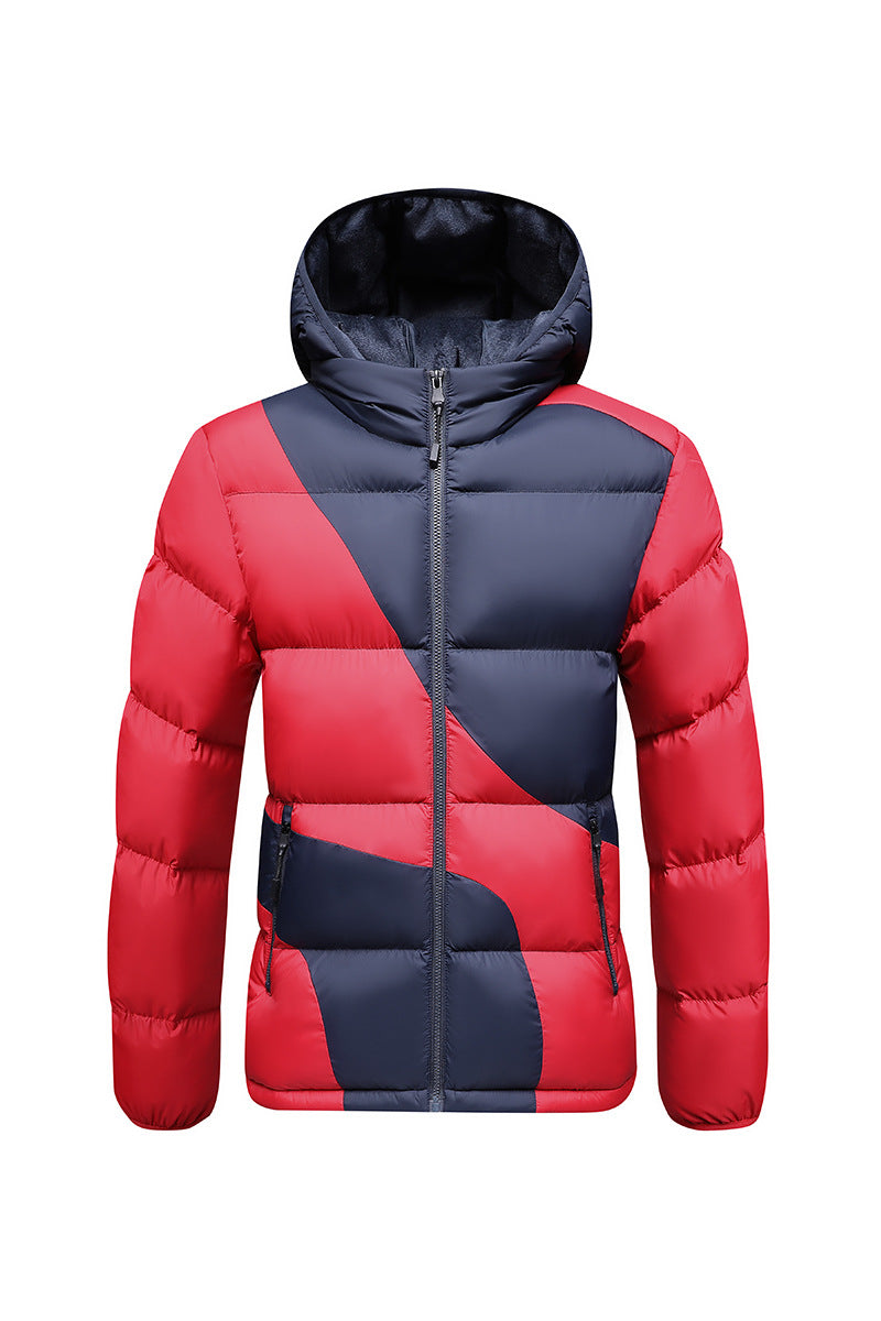 Herren Steppjacke mit Kapuze, auffälligem Colourblock-Muster und thermischer Isolierung Shop Nory
