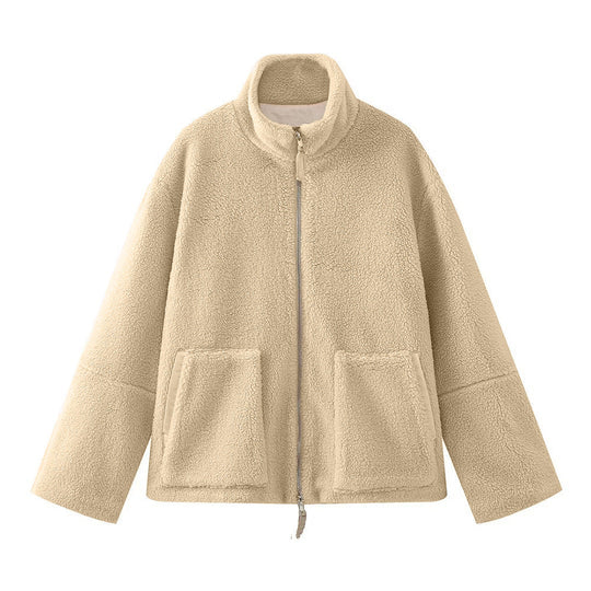 ShopNory Damen Jacke – Lockerer Schnitt, Stehkragen, Reißverschluss