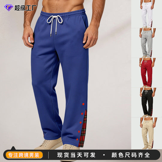 Herren weite Jogginghose mit Karobesatz und Druckknopf-Detail Shop Nory