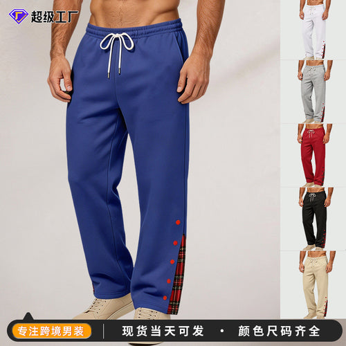 Herren weite Jogginghose mit Karobesatz und Druckknopf-Detail Shop Nory