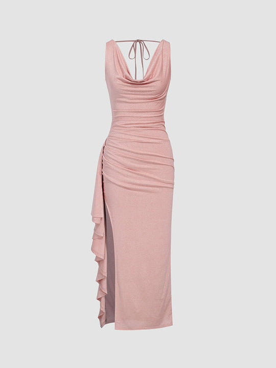 Damen figurbetontes Maxikleid mit elegantem Schnitt und aufregenden Details Shopnory