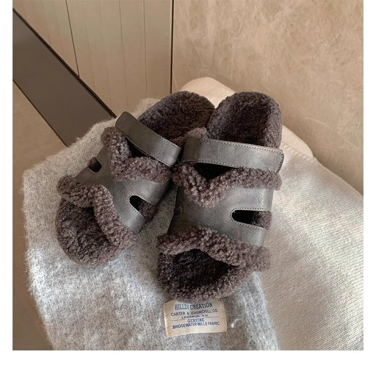 Damen Teddy-gefütterte Pantoletten mit verstellbaren Riemen Shop Nory