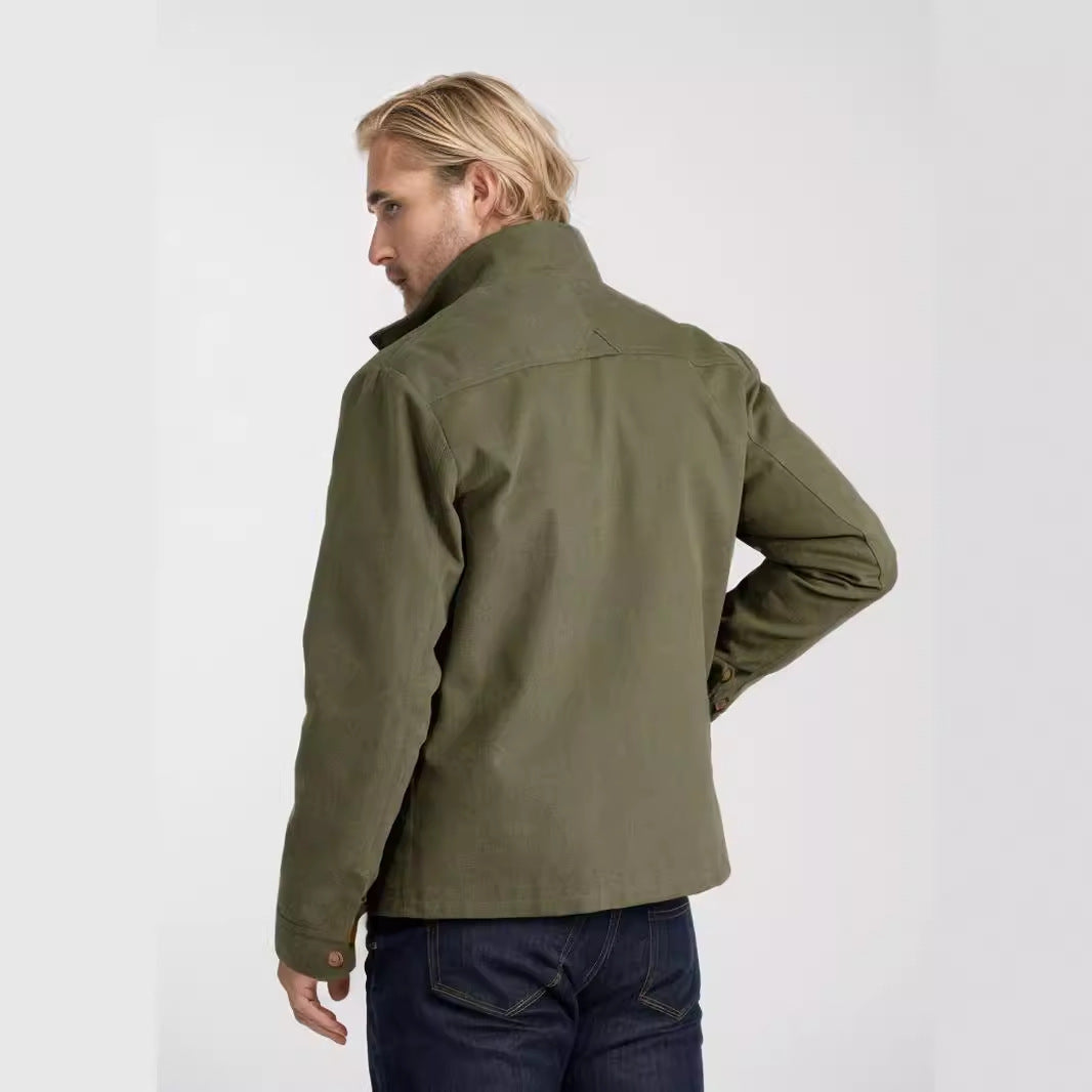 Herren Kurze Denim-Fieldjacke mit Stehkragen, Reißverschluss und aufgesetzten Brusttaschen Shop Nory