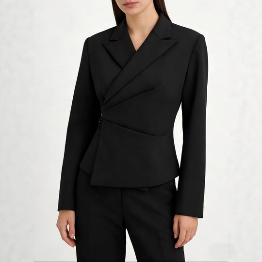 Damen Taillierter Wickel-Blazer mit drapierter Peplum-Silhouette Shop Nory