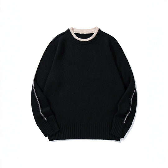 Unisex Feinstrick Rundhalspullover mit breitem Rippenbund und überschnittener Schulter Shop Nory