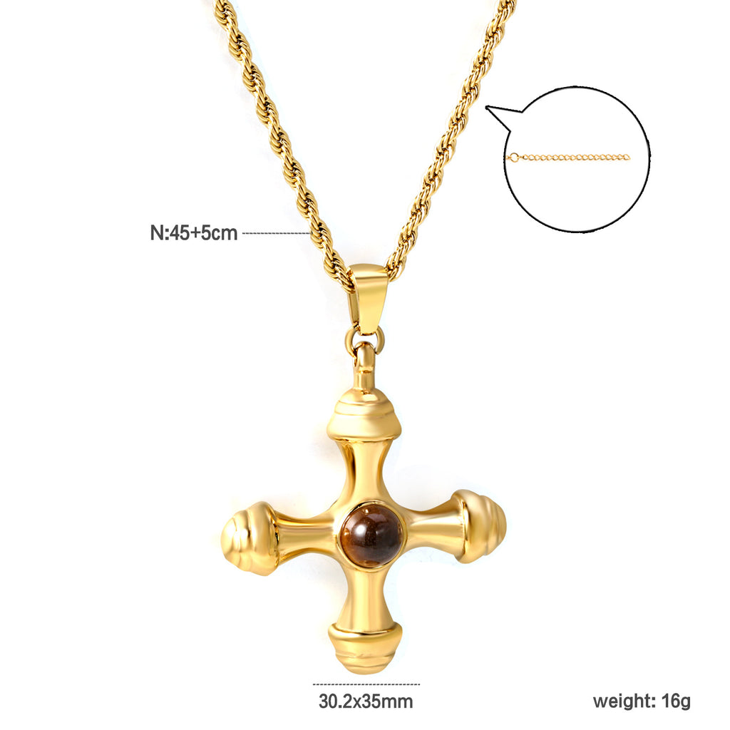 Damen Halskette mit kunstvollem Kreuz-Anhänger und verstellbarer Kette Shop Nory