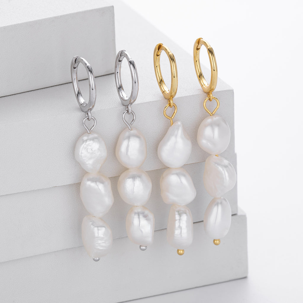 Damen Ohrhänger mit eleganten Perlen aus hochwertigem 925 Sterling Silber Shop Nory