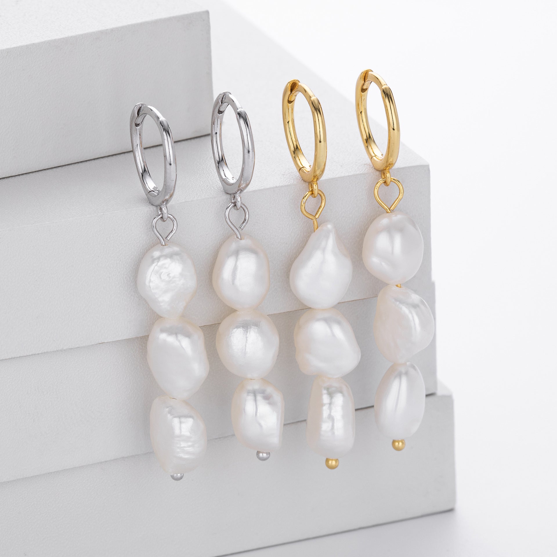 Damen Ohrhänger mit eleganten Perlen aus hochwertigem 925 Sterling Silber Shop Nory