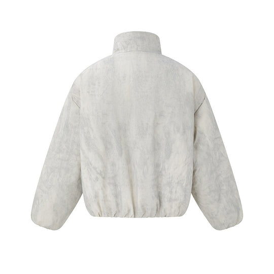 Unisex Kurz geschnittene wattierte Oversize-Bomberjacke mit Stehkragen und Brustklappen Shop Nory
