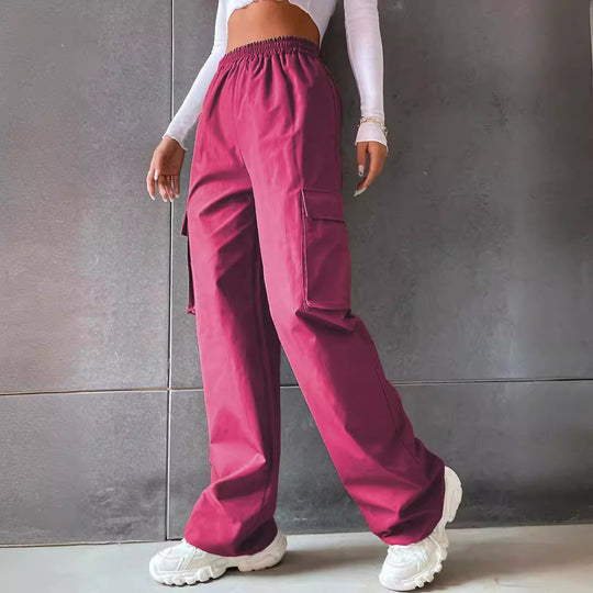 Damen Cargo-Hose mit seitlichen Taschen und elastischem Bund