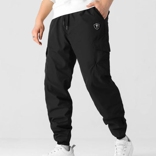 Herren Utility-Cargohose im Joggerstil mit Tunnelzug, elastischem Bund & Klappentaschen Shop Nory