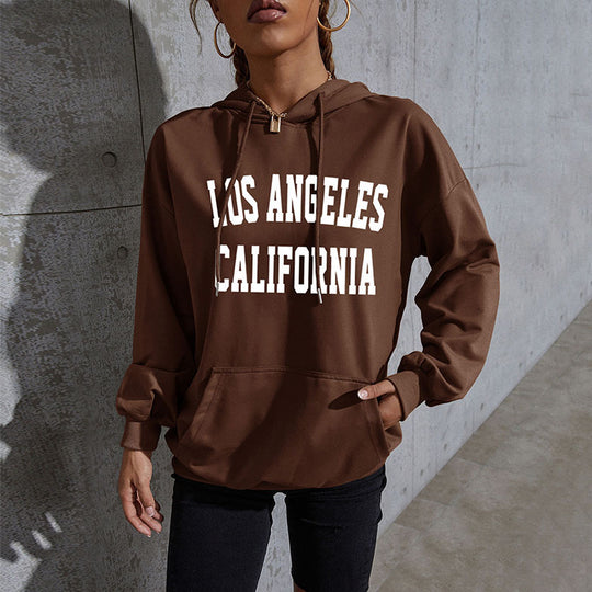 Damen Oversize-Kapuzenpullover im Collegestyle mit Kängurutasche, Retro-Logoprint und French-Terry-Futter Shop Nory