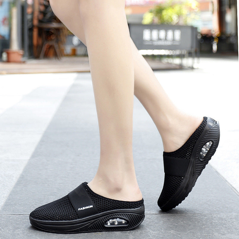 Damen Halbschuh-Slipper mit atmungsaktivem Strickobermaterial, elastischem Mittelfußriemen und Dämpfungssohle Shop Nory
